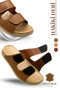 Genuine Leather Men's Slippers - Double Velcro Adjustable Massage Sole Genuine Leather Men's Slippers C Tan - 4