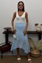 Women's Lace Skirt Lined Midi Length High Waist Textured Summer Long Skirt