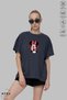 Women's Crew Neck Minnie Mouse Printed Cotton Oversize Short Sleeve T-Shirt