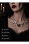 Red Heart Stone Cross and Wing Detailed Necklace Alternative Style Women's Accessory