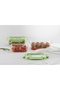Green 3-Piece Rectangular Storage Container Set with Individual Glass Lids - 3