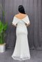 Beaded Lace Fabric Boat Neck Evening Dress - White - 5