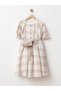Girl's Plaid Puff Sleeve Vintage Dress and Mini Bag Set - 2