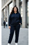 Plus Size Women's Tracksuit Set 3 Thread Raster Zipper Hooded - 6