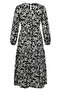Floral Patterned Layered Belted Dress 0281A-01 Black White - 6