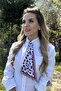 Women's Neck Scarf Leona Rouge Patterned Ecru – Slim Form, Stylish Accessory with Leopard Detail