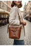 Women's Tan Scarf Hand and Shoulder Bag - Buckle Detailed, Cross Strap Baguette Bag - 5