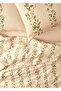 100% Cotton Satin Flora Double Duvet Cover Set Beige (200X220 cm) - 2