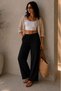 Women's Muslin Casual Trousers with Elastic Waist and Detailed Stitching My3535