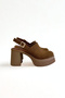 Tan Suede Closed Toe Women's Heeled Sandals P9335 - 3