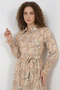 Women's Shirt Collar Belted Floral Patterned Viscose Yellow Hijab Dress - 2