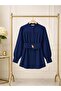 Leaf Brooch Decorated Belted Loose Tencel Tunic [Buy Small Size, 75 Cm, Wide Fit] - 3