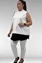 65002 Plus Size Buttoned Muslin Tunic Underskirt Undershirt - Black