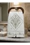 Saraylı Series Gold Sim Embroidered Ruffled Cream Bath Towel Set - 8