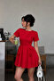 Women's Short Sleeve Ruffle Detailed Mini Flared Dress