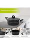 Casserole Dish with Tempered Glass Lid, Non-Stick Granite Coating, Induction, Black (26 CM) - 7