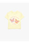 Cotton Short Sleeve Crew Neck Butterfly Print T-Shirt