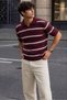 Men's Shirt Collar Striped Detail T-Shirt Ts04-10502 - 2