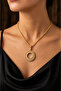 Dorical Stone Quartered Framed Necklace Women's Bijouterie Stylish and Showy Jewelry - 3