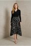 Women's Black Waist-Tie Top Combed Cotton Polo Collar Midi Dress Yy101365