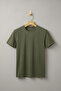 Men's Khaki Green Crew Neck Short Sleeve Basic Comfort T-Shirt