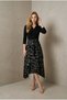 Women's Black Waist-Tie Top Combed Cotton Polo Collar Midi Dress Yy101365 - 2