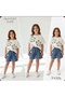 Girl's Floral Embroidered Denim Shorts Set