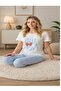 Women's Pajama Set Red Ribbon Cat Blue - 5
