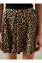 Quality Pieces from Çelebi Store Leopard Embroidered Mini Skirt with Drawstring Waist - 3