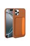 iPhone 11 Compatible Case with Card Holder and Business Card Compartment X-Kart Silicone Cover T40471 - Orange - 2