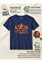 "Adventure Awaits" Mountain and Forest Printed Navy Blue 100% Cotton T-Shirt - 5