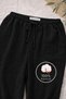 Women's Black 100% Cotton Muslin Woven Relaxed Straight Pants - 5
