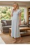 Women's Blue New Season Lace Maternity Nightgown with Breastfeeding Feature - 5
