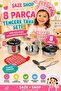 8 Pieces Toy Steel Cookware Pan Set Mini Kitchen Play Set Kids House Play Toy - 2