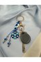 Evil Eye Beaded Flower Figured Keychain – Gold Color Metal Bag Ornament - 3