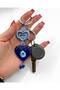 Nazar Beaded Heart Figured Keychain – Blue Glass Heart Bag Ornament - 4