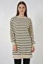 Women's Crew Neck Striped Viscose Black Hijab Tunic
