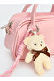 Girl's Shoulder Bag with Pink Teddy Bear Accessory - 2
