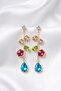 Stone-Encutured Long Earrings 7 Cm. - 2