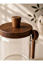 Coffee Corner 700ml Acacia Lid Glass Jar Set with Spoon – Coffee & Sugar Organizer - Spice Rack - 7