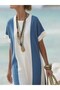Women's Short Sleeve Crew Neck Long Single Jersey Dress - 2