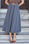 Women's Silky Textured Modal Fabric High Waist Skirt with Side Pockets and Elastic Waist - Dark Anthracite - 6