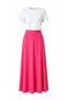Women's High Waist Plain Pink Lined Long Viscose Skirt