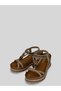 Novira Women's Suede Bright Color Stone Embellished Wooden Heel Bow Tie Natural Stone Look Ankle Elastic Tie Wedge Heel Sandals 7 cm - 3
