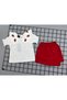 Girls' Sets Red Shorts with Skirt Strawberry Set Bottom Top Top Travel Wear Suitable for Special Occasions Super Quality Cotton- - 4