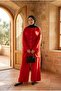 Women's Waist Gathered Stone Buttoned Hijab Double Set - 3