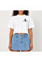 Crop T-Shirt White Printed Relaxed Fit Raw Cut Basic Short Tshirt
