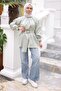 Mint Green Elastic Cuffed Belted Shirt - 2