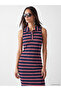 Lcw Everyday Red Polo Collar Striped Dress - 2