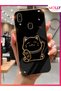 Black Edge Gold Detailed Lucky Cat Stand Luxury Silicone Case for Samsung Galaxy A30